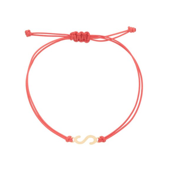 GOLDEN CLEF Red Made In Italy 14kt Gold S Initial Adjustable String Bracelet
